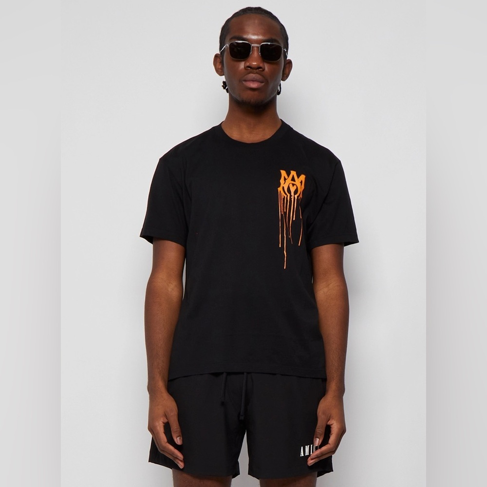 AMIRI SPRAY PAINT MA TEE BLACK AND ORANGE